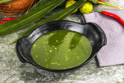 Green spinach cream vegan soup photo