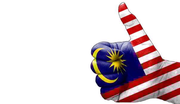 thumbs up in approval with the malaysian flag painted photo