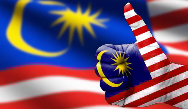 thumbs up in approval with the malaysian flag painted photo