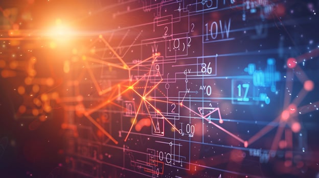 A colorful image of a computer screen with a lot of numbers and lines photo