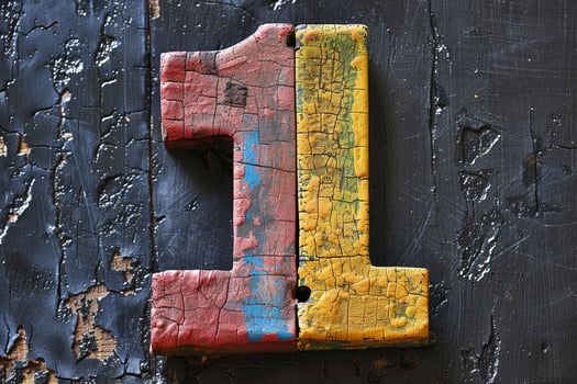 A wooden sign with the number 1 on it photo
