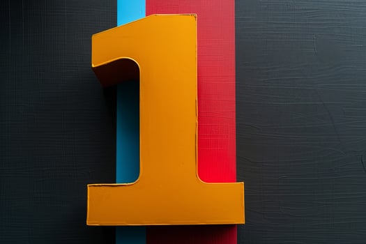 A large orange number 1 is on a black background photo