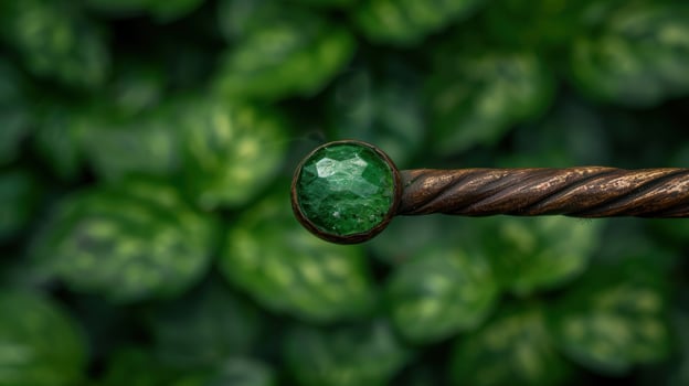 Enchanting emerald crystal in the forest photo