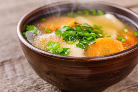 Hearty vegetable soup in a bowl photo
