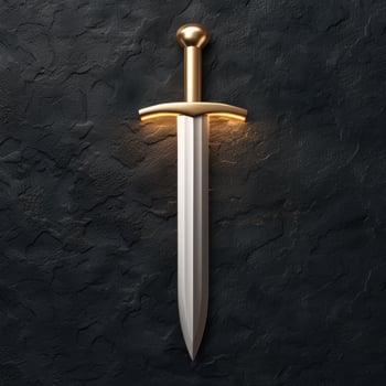 golden sword on dark background photo