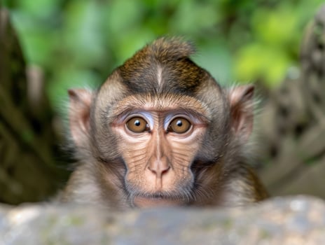 close up portrait of a curious monkey photo