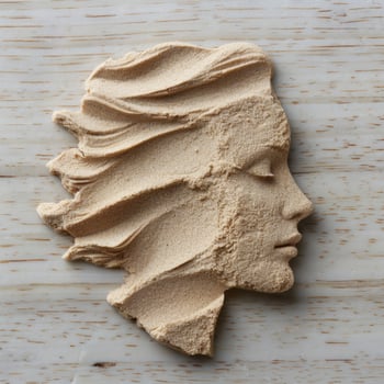 abstract sand sculpture face profile photo