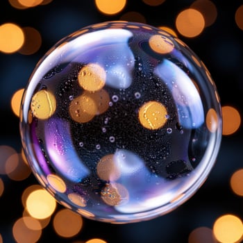 Colorful abstract glass sphere with bubbles photo