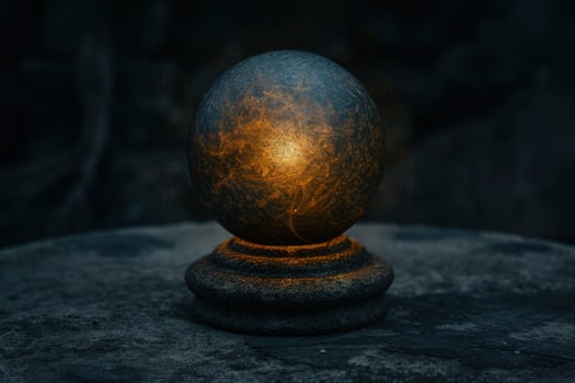 Mysterious glowing sphere on dark background photo