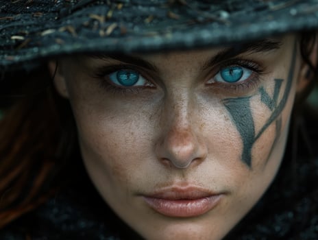 Intense gaze of a warrior woman photo