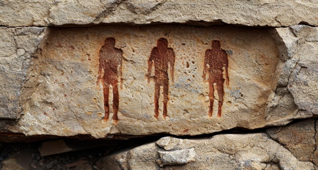 ancient rock art depicting human figures photo