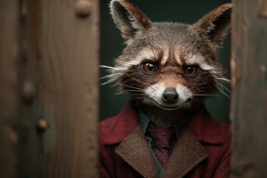 Curious raccoon in a coat photo