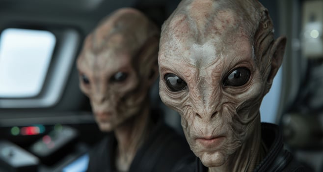 close up of an alien creature in a spacecraft photo