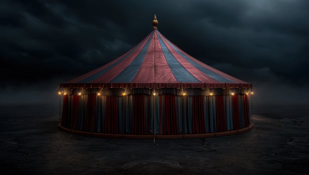 Mysterious circus tent in the dark night photo