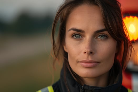 Thoughtful woman with intense gaze photo