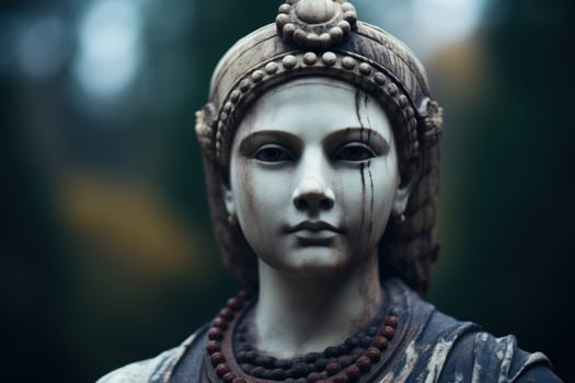 Ornate stone statue with intricate details photo