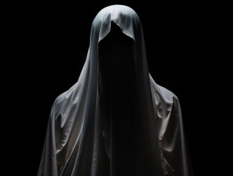 Mysterious figure in dark cloak photo