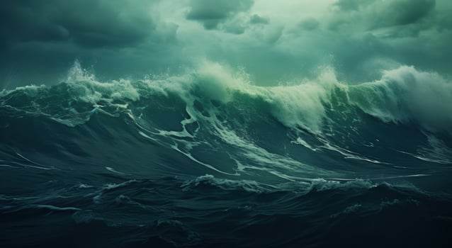 Powerful ocean waves crashing against the shore photo