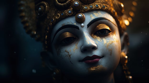 Ornate golden mask with intricate details photo