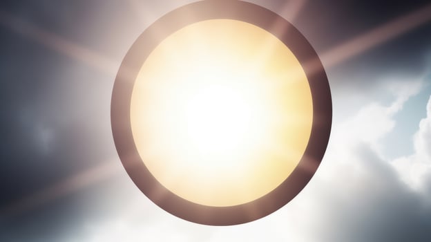 Glowing sphere in cloudy sky photo