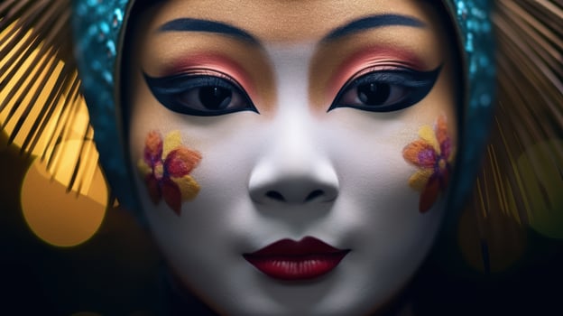 close up portrait of a woman with dramatic makeup photo
