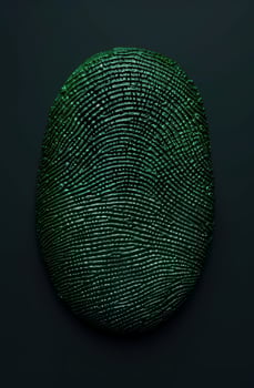 Glowing fingerprint pattern on dark background photo