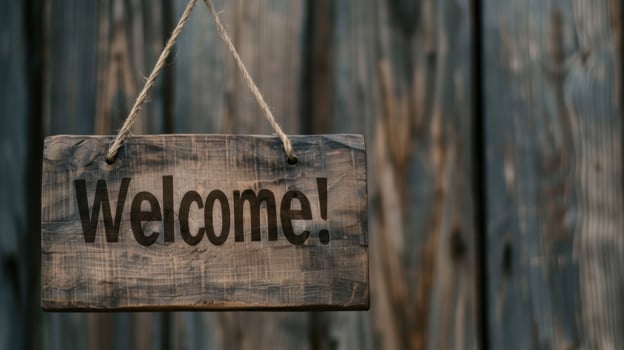 Rustic wooden welcome sign photo