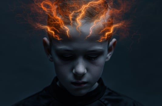 Intense energy and power emanating from a persons mind photo