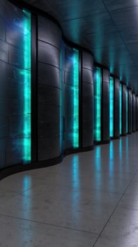Futuristic data center with glowing servers photo