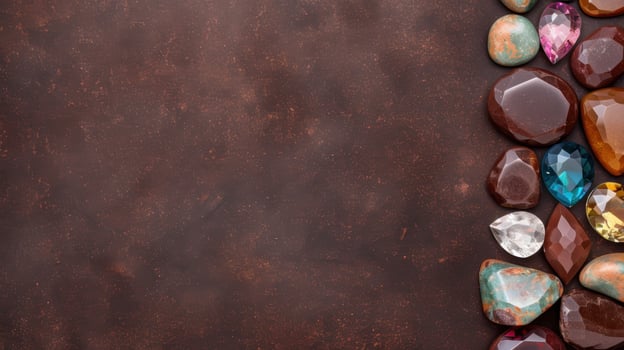 Assorted gemstones on dark background photo