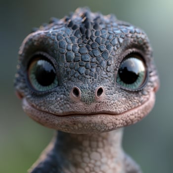 Close up of a curious reptile with large eyes photo