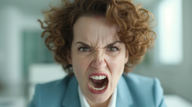Angry businesswoman screaming photo