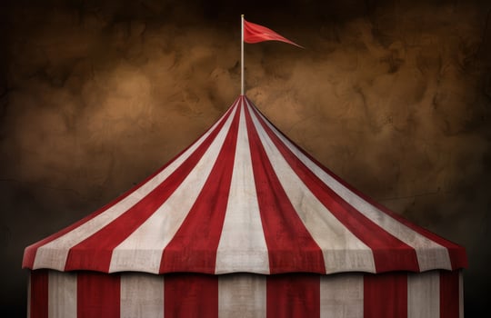Vintage circus tent with red and white stripes photo