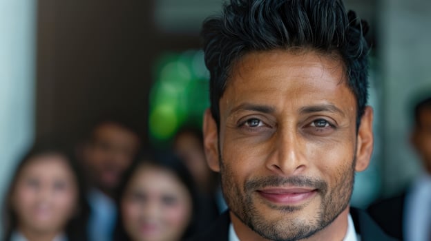 Confident businessman with serious expression photo