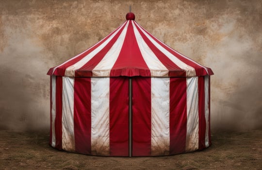 Vintage red and white striped circus tent photo