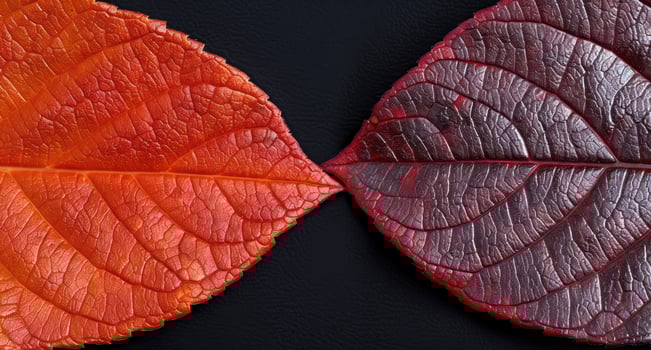 Vibrant autumn leaves in contrasting colors photo