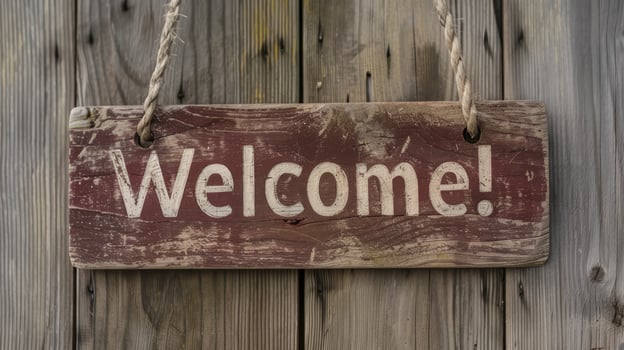 Rustic wooden welcome sign photo