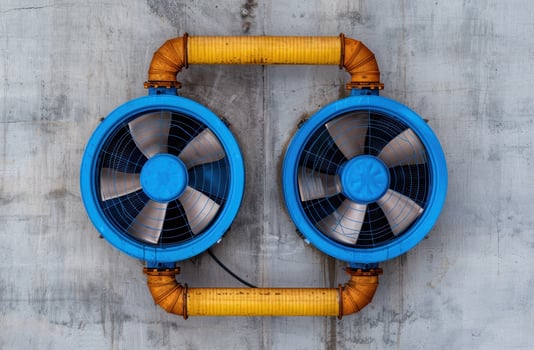 industrial ventilation fans on concrete wall photo