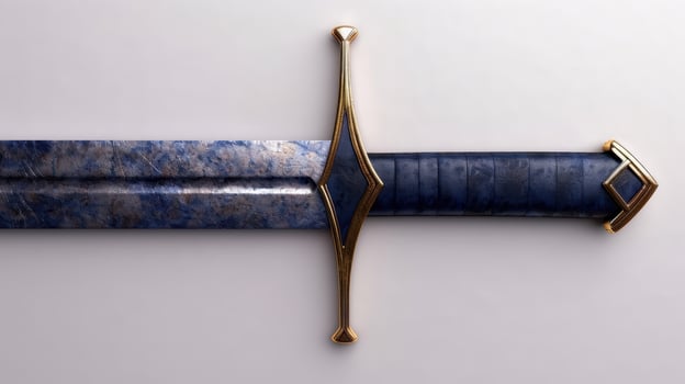 elegant medieval sword with golden hilt photo