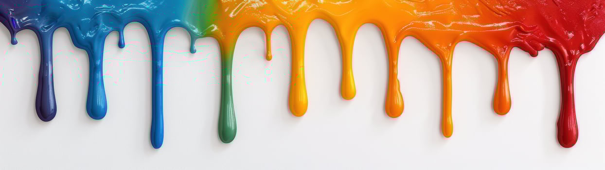 Colorful paint dripping on white background photo