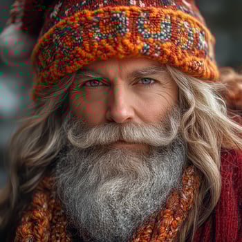 A man with long hair and beard wearing a hat photo