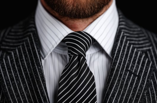 close up of a businessmans tie and shirt photo
