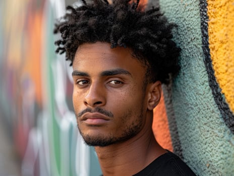 portrait of a young man with curly hair photo
