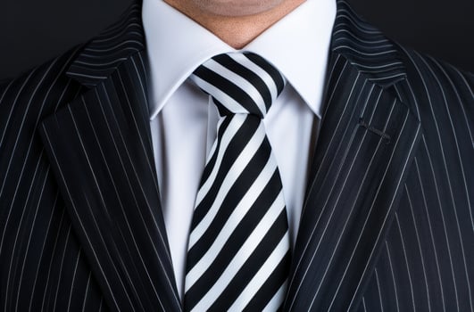 Formal business attire with striped tie photo