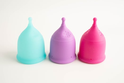 Menstrual cup for women hygiene menstrual period cycle protection. photo