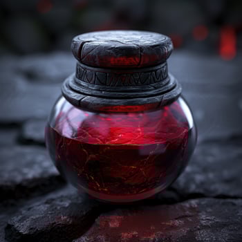 Mysterious potion in a glass jar photo