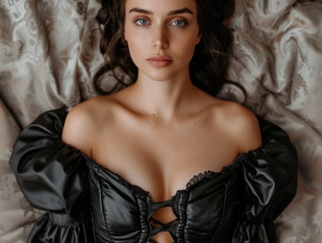 Elegant woman in black dress photo