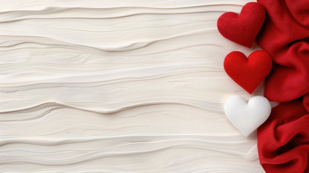 red hearts on white wooden background photo