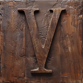 Antique wooden letter V photo