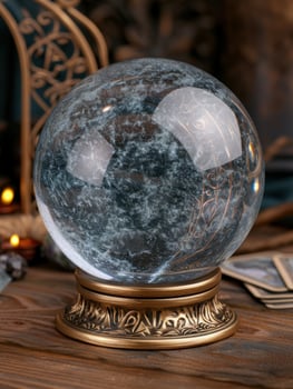 Mystical crystal ball on ornate stand photo